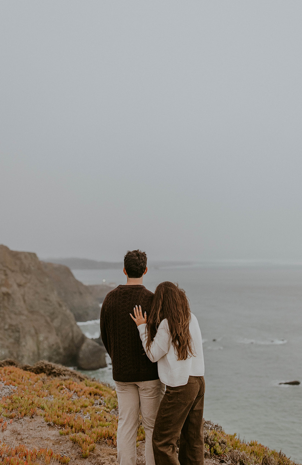 romantic couples photos taken in san francisco california for winter engagement photos. Photo taken by Codi Baer Photography