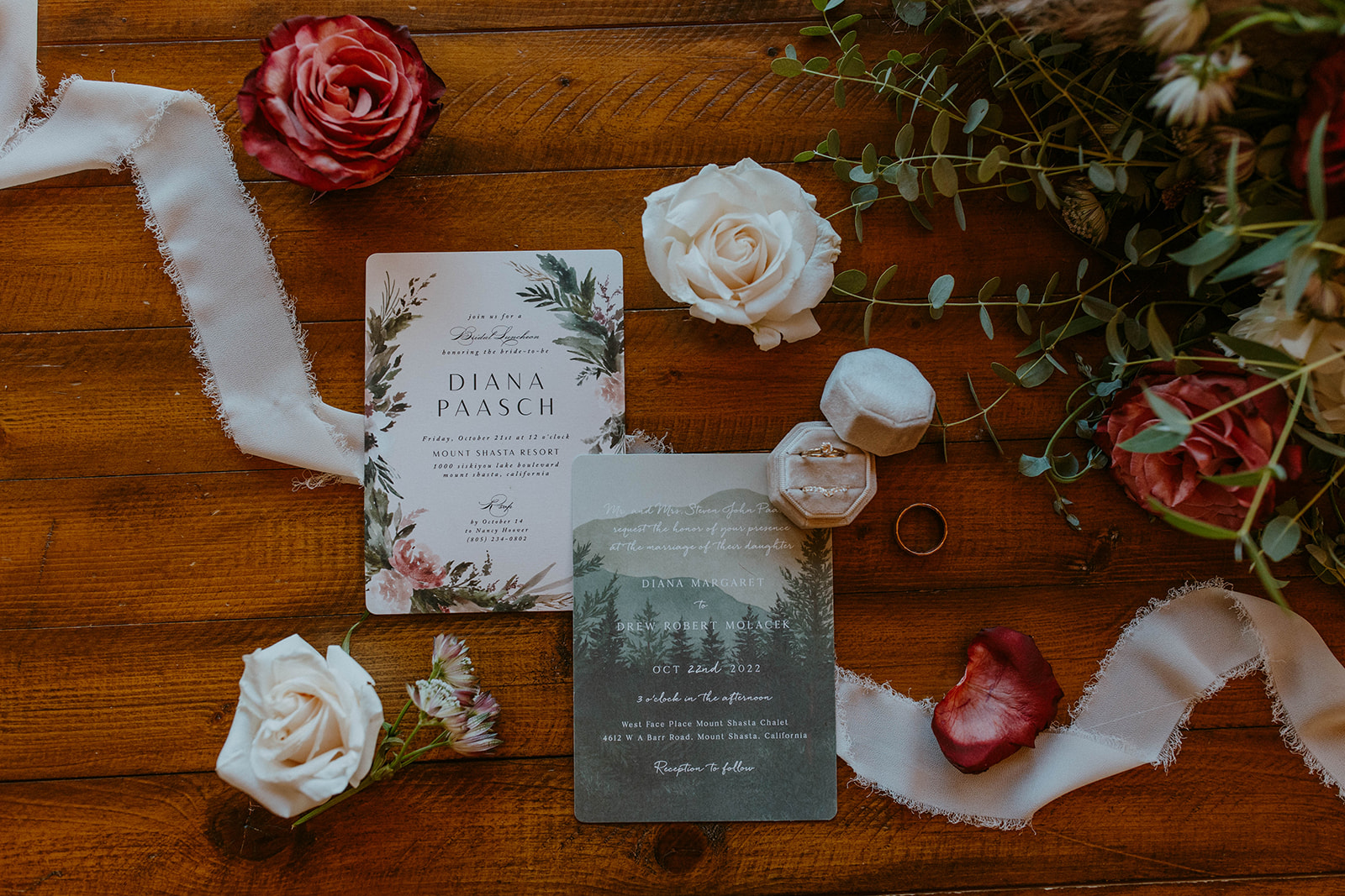 invitations for a mountain wedding in northern california 