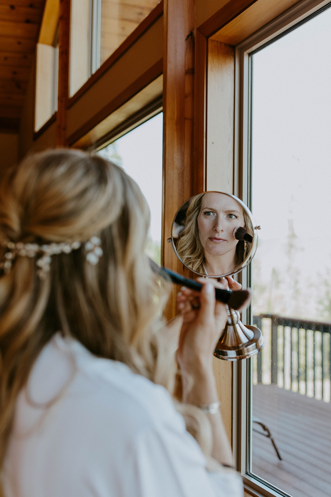 northern california wedding photographer captures bride getting ready for her intimate fall wedding