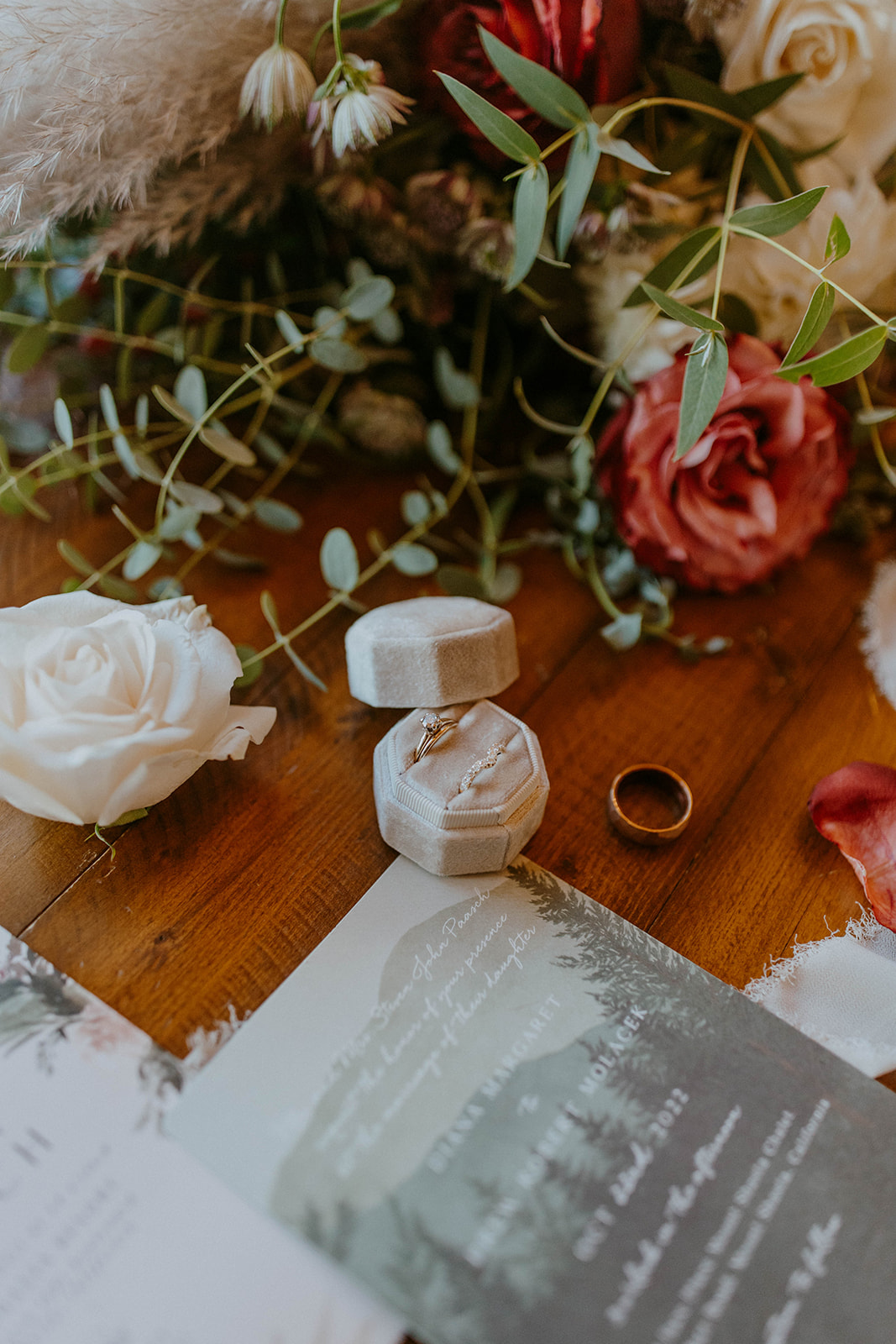 rings and invitations for an intimate fall wedding in northern california 
